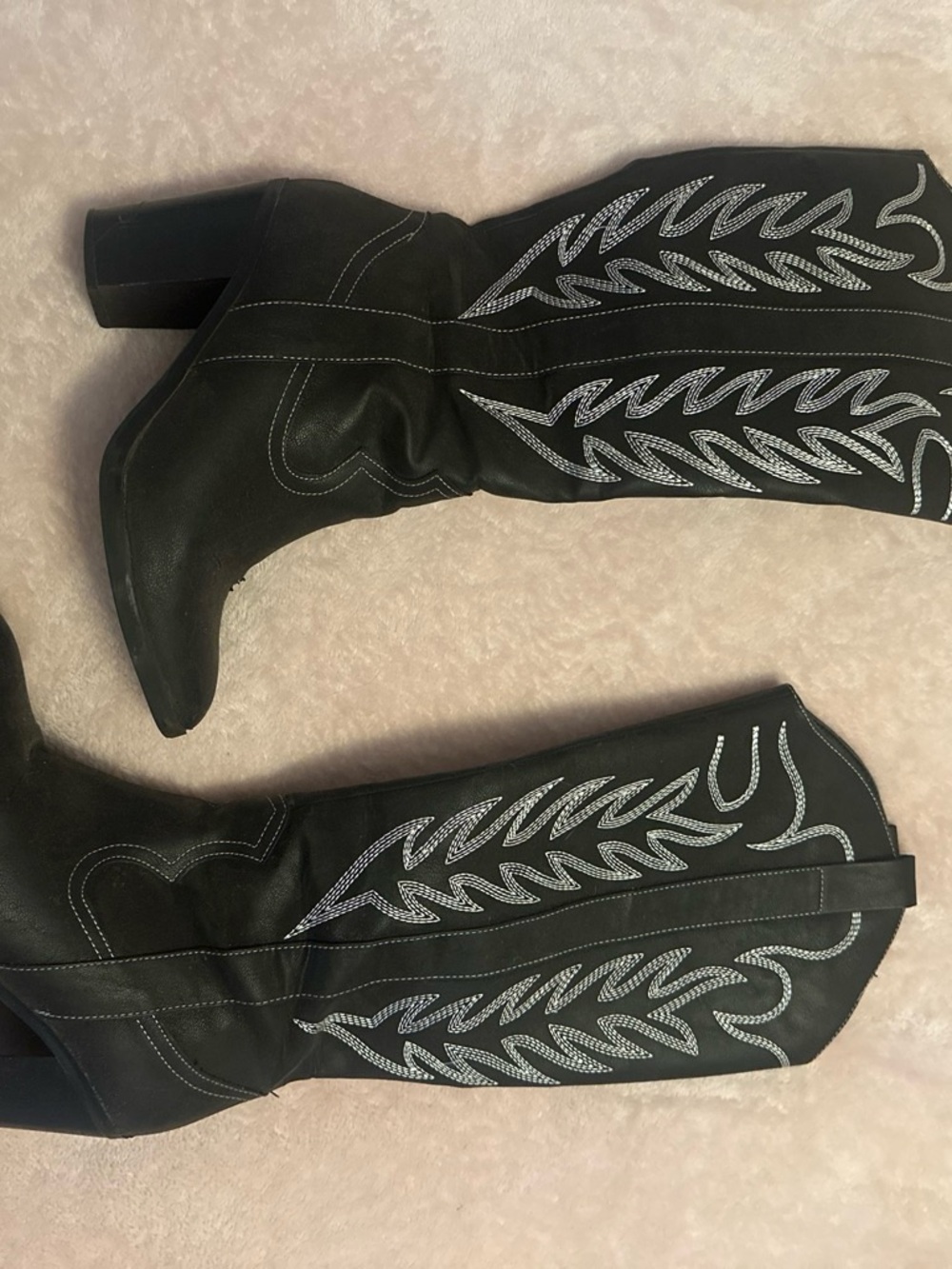 Black Embellished Over-the-Knee Western Boots for Women